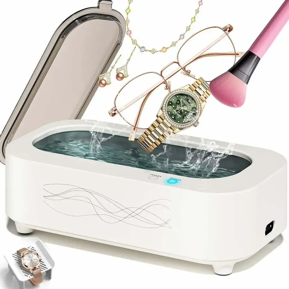 Ultrasonic Jewelry Cleaner 48Khz Stainless Steel 350Ml Deep Clean for Rings